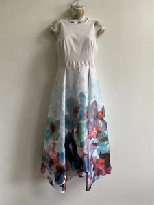 Coast Azure Orsay Floral Print Party Wedding Christmas Midi Dress Size 10 Uk - Picture 1 of 14
