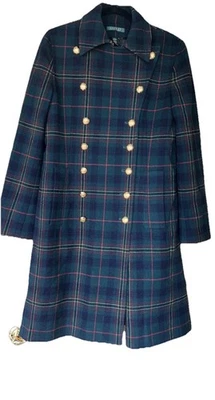 86 Ralph Lauren двубортный клетку Tartan пальто нетронутый M - Изображение 1 из 4