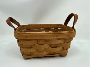 Vintage Longaberger Teekorb mit Ledergriffen & Schutz 7"x 5" signiert 1994 - Bild 1 von 10