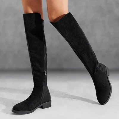 Mujeres Botas Sobre la Rodilla Hasta el Muslo Diarias Tacón Bajo Plano Otoño Invierno Fiesta Botas Foto 1 de 4