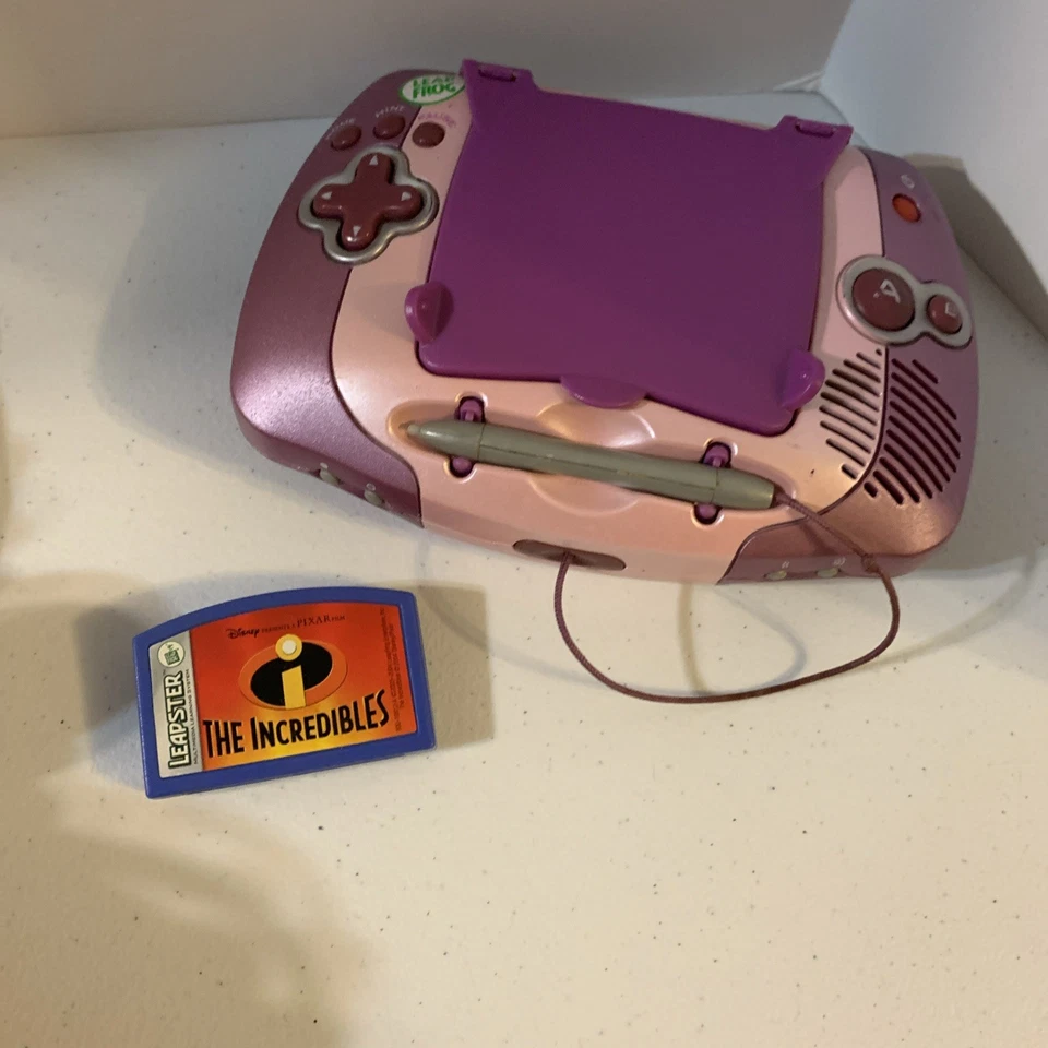 Leap Frog Leapster Learning Portable Game System Pink Purple With Incredibles - Image 1 of 4