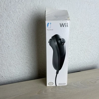 Nintendo Wii Genuine OEM BLACK Nunchuk Controller NEW Open Box - Image 1 of 4