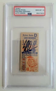 Nolan Ryan Signed Vintage 1971 Mets Game Ticket, (PSA) Gem MT 10 Auto - Picture 1 of 6