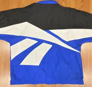 VINTAGE REEBOK NYLON WINDBREAKER JACKE GOLD SCHWARZ/BLAU/WEISS MEDIUM, M - Bild 1 von 6