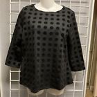 Appleseeds Black Dotted Flocked Top, New without tags, Small