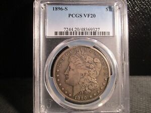1896-S MORGAN SILVER DOLLAR PCGS VF20 CIRCULATED BETTER DATE FREE SHIPPING!