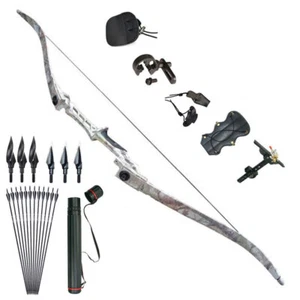 30-70lbs Archery Takedown Recurve Bow Set Fiberglass Arrows Target Hunting Shoot - Picture 1 of 9