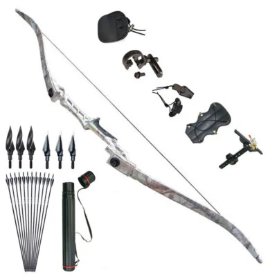 30-70lbs Archery Takedown Recurve Bow Set Fiberglass Arrows Target Hunting Shoot - Image 1 of 4