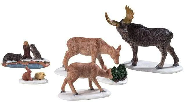 ZDQC Waldtiere Figuren-Set – 6 Stück, Hirsch, Fuchs, Hase, Eichhörnchen, 4–7 Cm