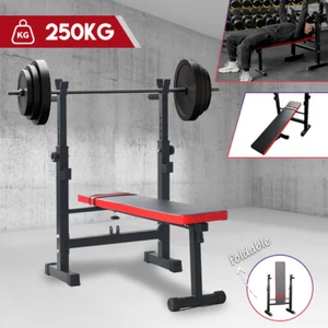Adjustable Weight Bench Squat Rack Incline Fitness Station for Home Gym Workout - Picture 1 of 15
