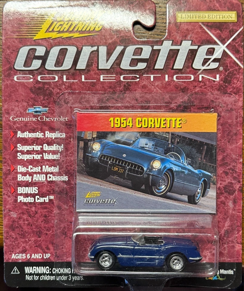 Coche Johnny Lightning Chevy Corvette Collection 1954 azul convertible cupé 1:64 Foto 1 de 1
