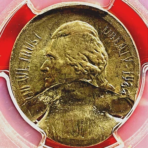 1964 MASSIVE EXPANDED BROADSTRIKE WITH PARTIAL BROCKAGE PCGS MS-65 ERROR NICKEL! - Picture 1 of 3