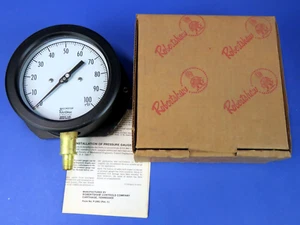 Robertshaw Pressure Gauge 0-100 PSI 4.5" 1/4" NPT Shockstop Bottom Connect, NEW! - Picture 1 of 5