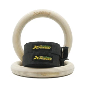 Gymnastic Rings with Straps Gym Strength Training Pull Up Dips Fitness Exercise - Picture 1 of 7