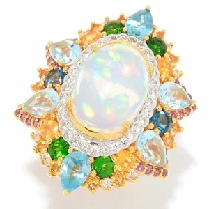 Meher's Jewelry 14x10mm Oval Ethiopian Opal & Multi Gemstone Ring SOLD OUT $545 - Picture 1 of 5