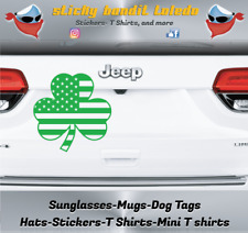 Irish American Flag Shamrock Clover Ireland window vinyl decal sticker