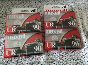 Maxell UR 90 Minute Blank Audio Cassette Tapes Normal Bias Lot Of 4 New Sealed - Picture 1 of 2