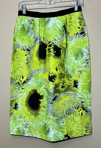 NWT Tibi Women Size 6 Green Floral Print Midi Skirt Pockets Silk Linen Blend - Picture 1 of 7