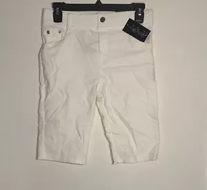 Women’s Linda Michael White Bermuda Stretch Shorts - Picture 1 of 2