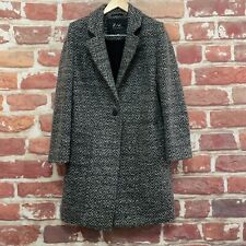 Zac Posen Giselle Coat Womens Size 10 Gray Wool Blend Herringbone Long Jacket