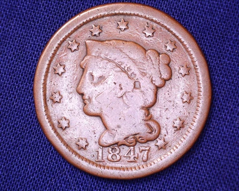 1847 Large Cent Braided Hair Nice Color & Detail # LC224 Cover