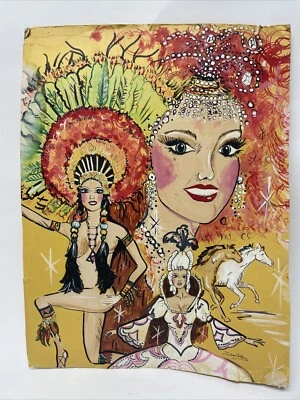 Sexy Disfraz de Chica Espectáculo Colorido Años 70 de Las Vegas Boceto Artista Renderizando Deverett Foto 1 de 4