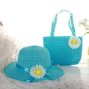New School Student Holiday Travel Summer Beach Hats Set Wide Brim Straw Wide Hat - Picture 1 of 12
