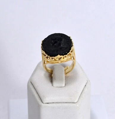 TAGLIAMONTE ANELLO ARGENTO 925 CON PASTE ONICE TONDO INCISO             TGN 976  - Immagine 1 di 3