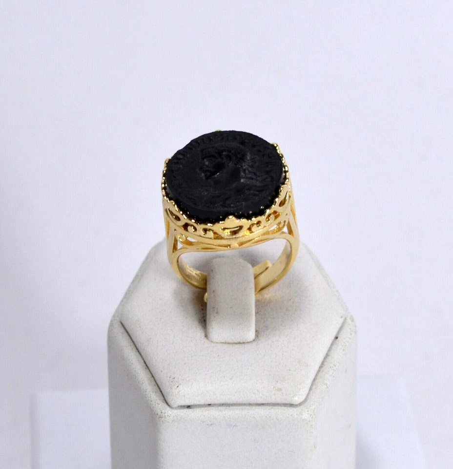 TAGLIAMONTE ANELLO ARGENTO 925 CON PASTE ONICE TONDO INCISO             TGN 976  - Immagine 1 di 3