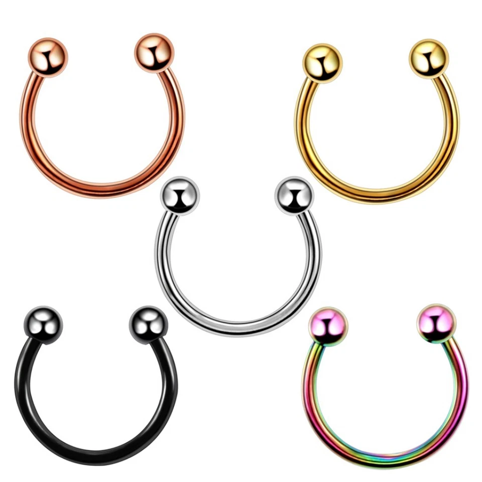 HUFEISEN PIERCING NASENPIERCING SEPTUM RING NASE NIPPEL LIPPEN TRAGUS ROSEGOLD - Bild 1 von 1