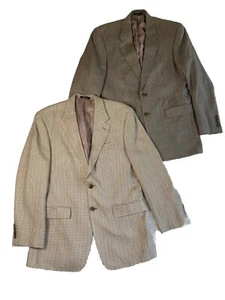 Chaps Sport Coat Blazer Jacket Mens 38R Houndstooth Tweed 100% Silk Lot of 2 - Picture 1 of 21