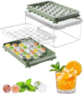 Ice Cube Tray with Lid and Bin,Ice Tray,62 round Ice Trays for Freezer, Bpa-Free - Picture 1 of 7