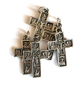 Greek Orthodox Christian Small 3x2cm Metallic Pendant Cross Lot of 5 - Picture 1 of 4