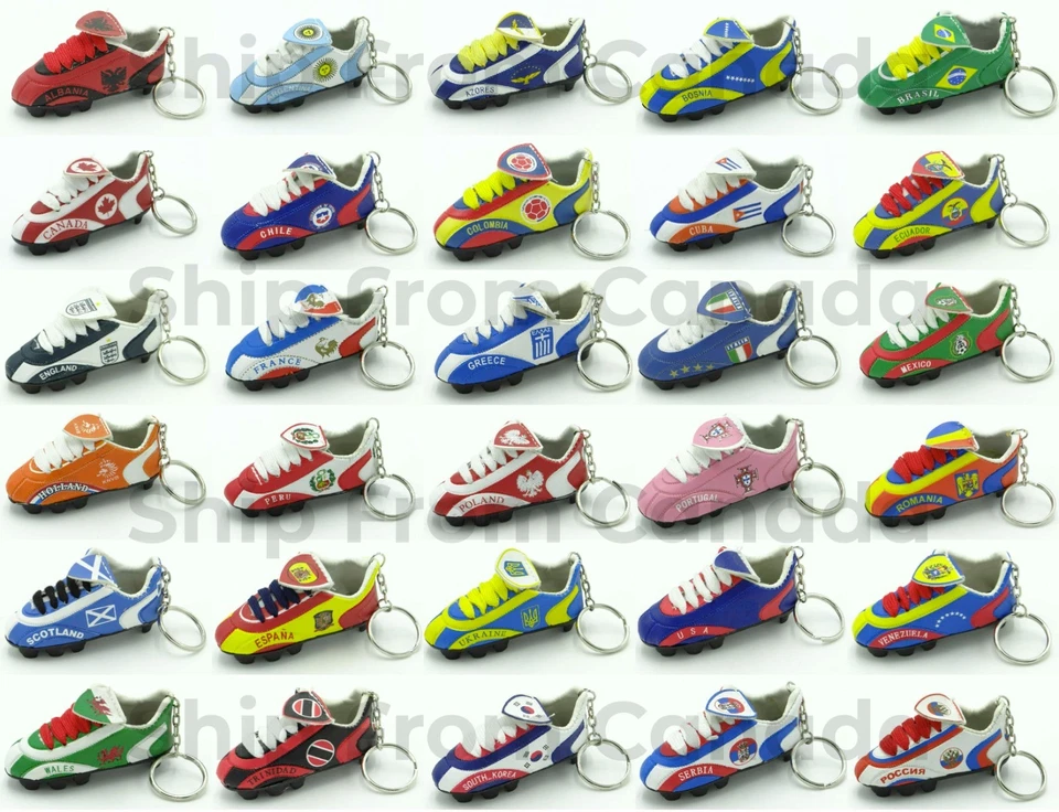 High Quality Country Flag Mini Soccer Shoe Cleats Boots Keychain Key chains -New - Image 1 of 1