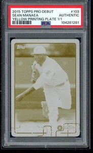 Placa de impresión amarilla Sean Manaea 2015 Topps Pro debut 1/1 RC PSA AUTÉNTICA - Imagen 1 de 2