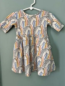 EUC Hanna Anderson Short sleeve Unicorns dress With Pockets SIZE 85 US 2T - Picture 1 of 5