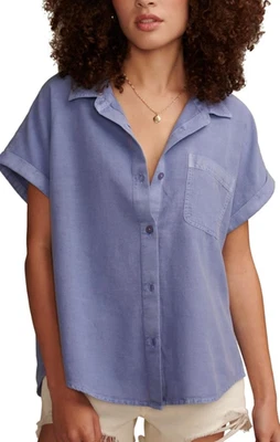 Camisa con botones de manga corta de lino Lucky Brand precio de venta sugerido por el fabricante 79 USD Foto 1 de 4