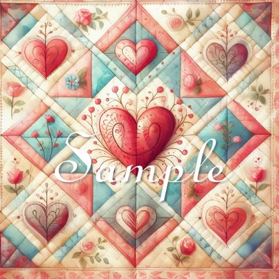 Diseño de corazón - Bloque/panel de edredón de arte de tela - Costura - Retazos - 100 % algodón Foto 1 de 4