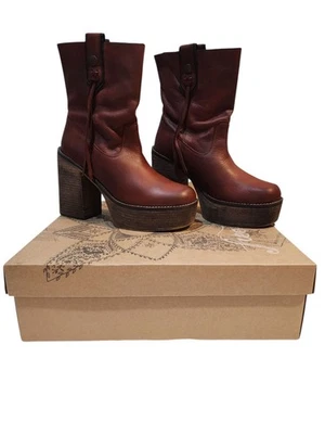 Free People Brown Leather Sammi Platform Boot Women's Size 38 / 7.5 US - Image 1 of 4