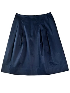 Talbots Stretch Navy Blue Pleated Knee Length Skater Skirt Women's Size 6 - Picture 1 of 24