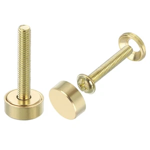 4 Stk Messing Dekorative Schrauben mit Kappen, 12 mm Spiegelschrauben, Gold - Bild 1 von 5