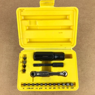 General Tools 1/4" Hex Bit Set Screwdriver Ratcheting Driver SAE Allen Phillips - Image 1 of 4