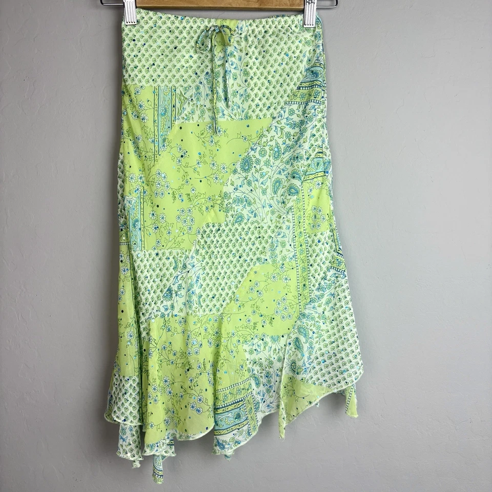Falda De Colección Y2K Limited Too Niñas 8 Azul Verde Floral Asimétrica Hada Caprichosa Foto 1 de 4