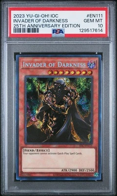 YuGiOh PSA 10 Invader Of Darkness IOC-111 Secret Rare 25th Anniversary 2023 - Image 1 of 2