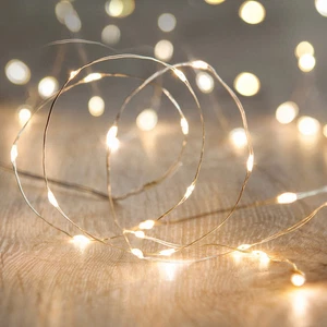 Lights4fun Lichterkette Silber Draht 2,2m Batterie Deko Festlich - Bild 1 von 2