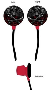 Lot of 2 Skull Bones & Roses Ear Buds In-Ear Digitat Concepts Headphones 3.5mm - Picture 1 of 6