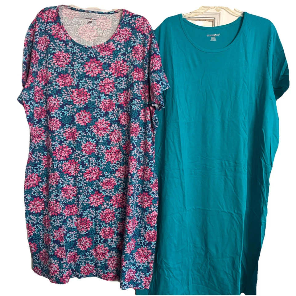 New Bundle Women’s Dreams And Co. 1X/2X Night Gowns 100% Cotton Short Sleeves - Image 1 of 4