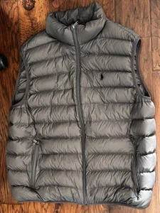 Polo Ralph Lauren 41381 Full Zip Ultra Light Duck Down Puffer Vest - XXL Taupe - Picture 1 of 7