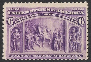 US Sc# 235 *COMO NUEVO OG LH* {6c BIENVENIDO EN BARCELONA } BELLEZA COLOMBIANA DESDE 1893 - Imagen 1 de 4