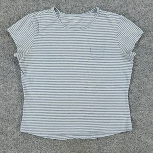 Express Shirt Girl's Large Gray Pink Striped Pocket Tee Short Sleeve Top Youth - Picture 1 of 12